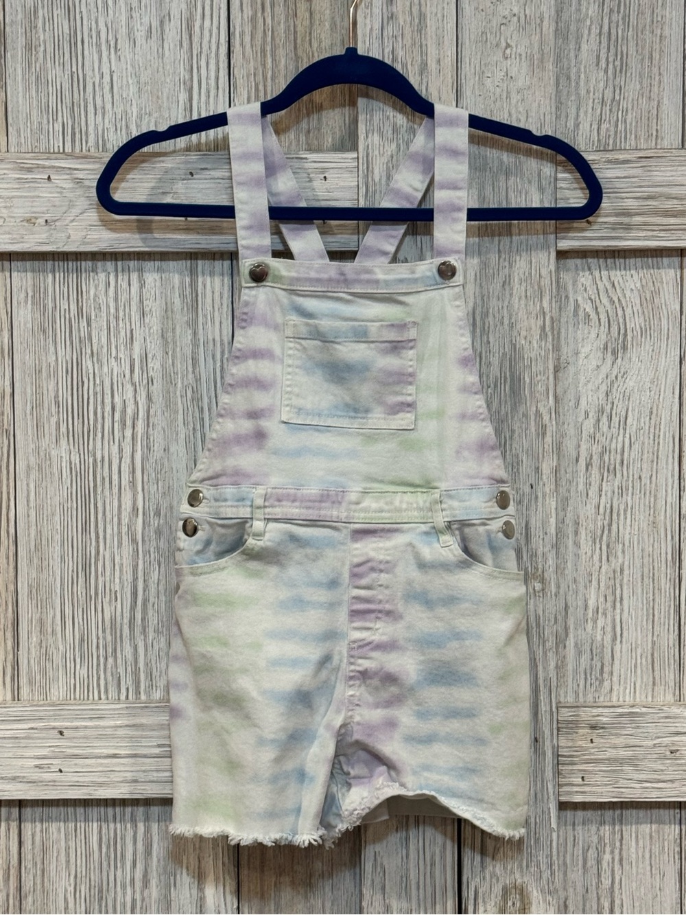 365 Kids Tie-Dye Pastel Short Overalls Sz 10